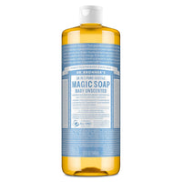 Dr. Bronner's Pure-Castile Magic Soap Liquid (Baby Unscented, 32 Ounce) – Made with Regenerative Organic Certified Oils – For Sensitive Skin, Babies, Face, Hair, Laundry, Dishes, Hand Soap & Body Wash