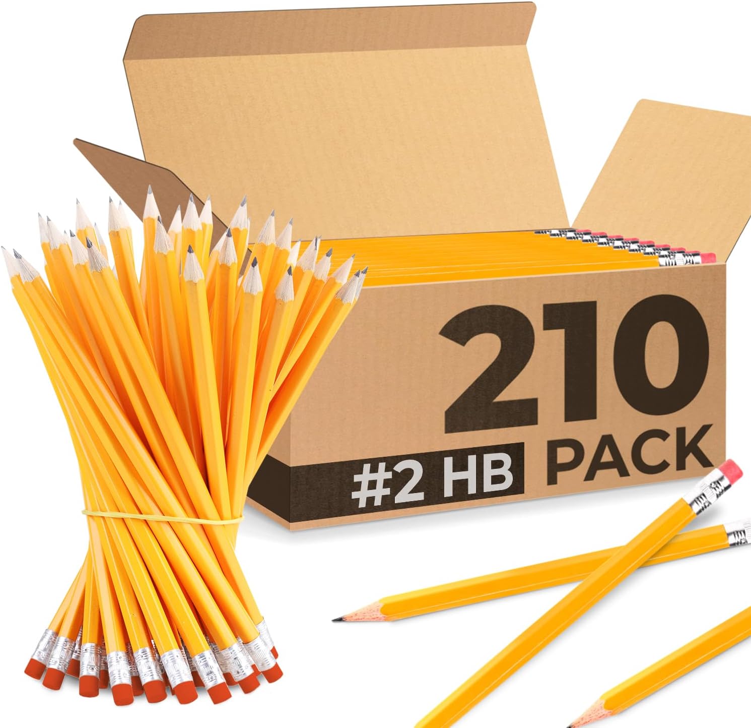 Rosmonde 210 Pack Pre Sharpened Pencils #2, Pencils With Top Erasers, Bulk School & Teacher Supplies, #2 HB, Pre Sharpened for Easy Use, Easy Hold Grip, Bulk Classroom & Office Supplies