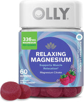 OLLY Relaxing Magnesium Gummies, Supports Muscle Relaxation*, Magnesium Citrate, Raspberry Lavender Flavor, 15 Day Supply - 60 Count