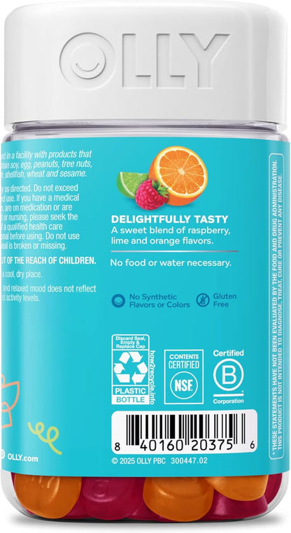 OLLY Kids Chillax Gummy, for a Calm and Relaxed Mood*, Magnesium, L-Theanine, Lemon Balm Extract, Chewable Supplement, Sherbet Flavored, 35 Day Supply - 70 Count (Packaging May Vary)