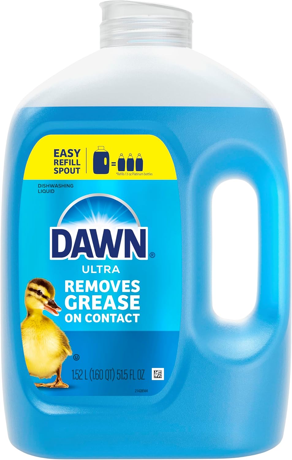 Dawn Ultra Original Dish Soap Refill Jug, Large Size Original Blue Liquid Dishwashing Detergent, Powerful Dawn Dish Soap for Grease, 51.5 oz