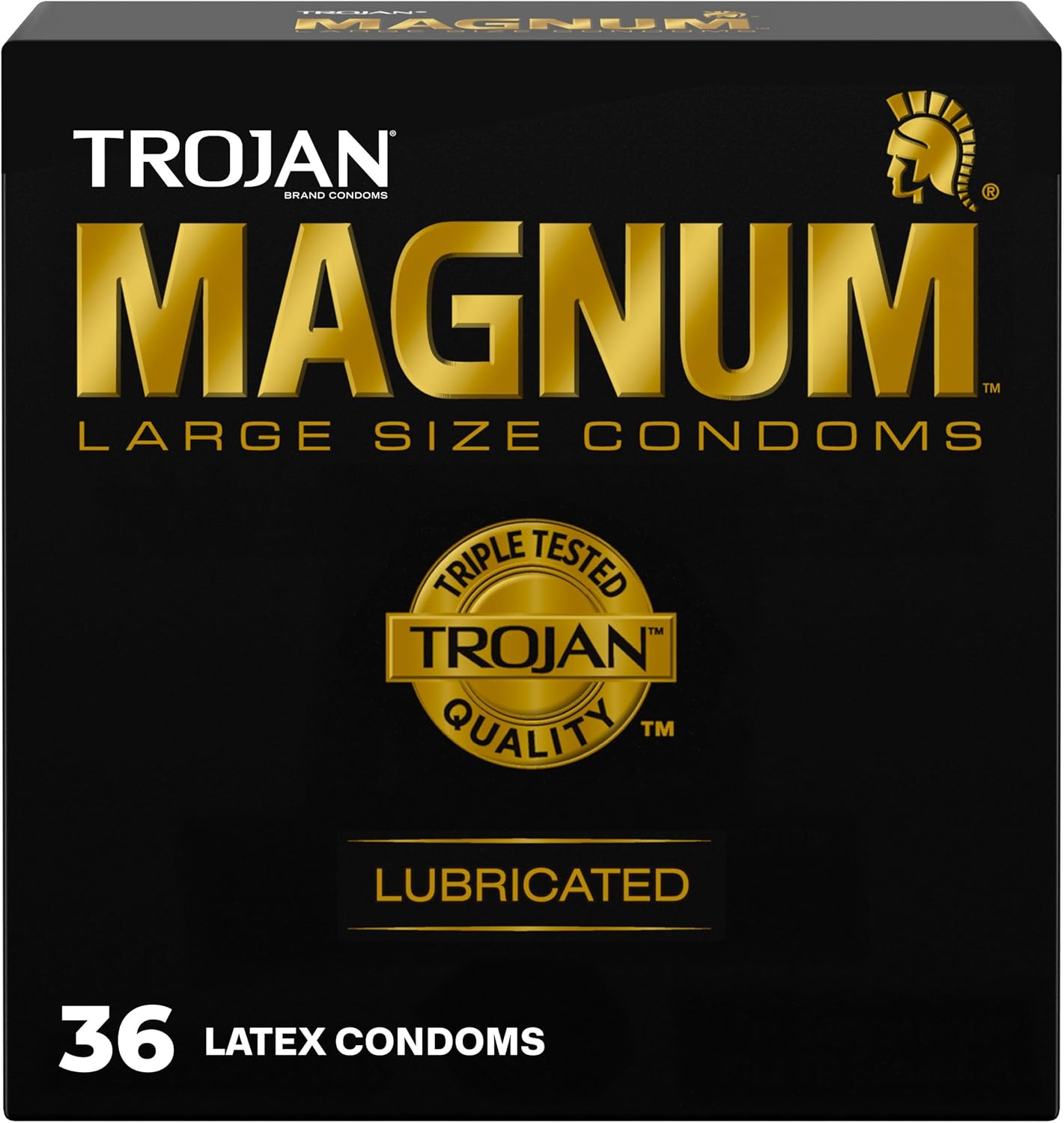 TROJAN Magnum Lubricated Large Condoms, Comfortable and Smooth Lubricated, America’s Number One Condom, 36 Count Pack
