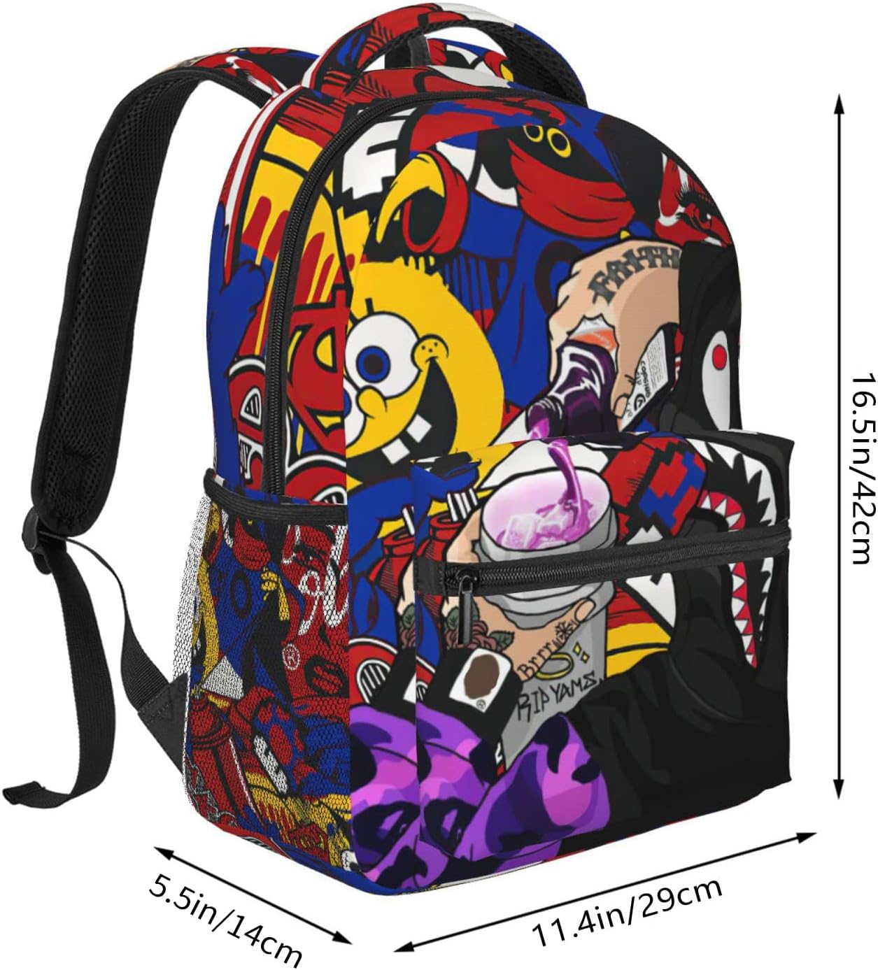 Vkaxopt Backpack Shark Teeth Camo Backpacks Travel Laptop Daypack Big Capacity Bookbag Fashion Durable Back Pack for School Boy Girl Men and Women-SuperGraffiti