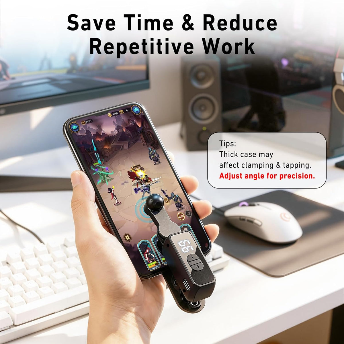 Wireless Auto Clicker for iPhone, iPad & Android – Rechargeable Screen Tapper for TikTok, Live Streams, Likes, Games & Repetitive Tasks – 107 Adjustable Speeds for Social Media (Black, 2 Pack)