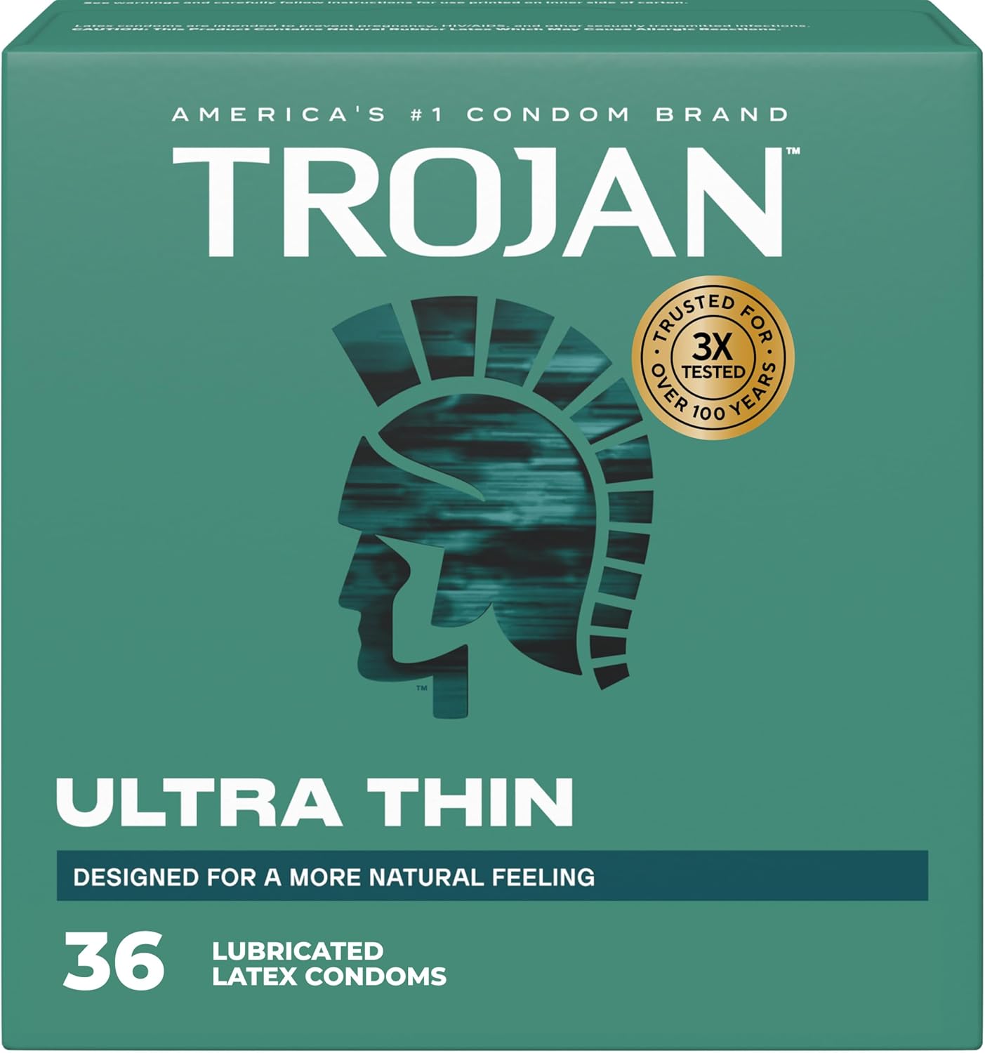 Trojan Ultra Thin Latex Lubricated Condoms for Men, Thin Condoms for a More Natural Feeling, Premium Latex to Help Reduce Risk of Pregnancy and Sexually Transmitted Infections (STIs), 36 count