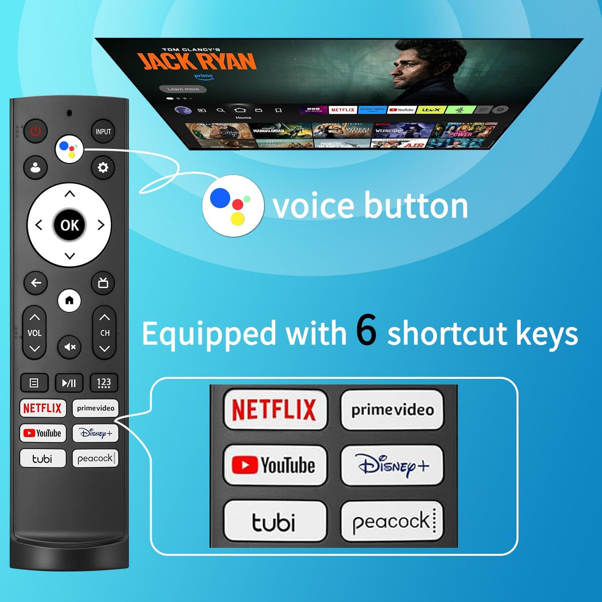Replacement Remote Control for Hisense Smart Google TV，for Hisense Android/Google Smart TV Remote，with Voice Function