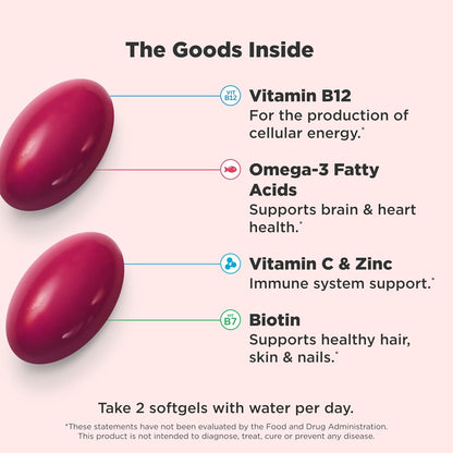 OLLY Ultra Strength Women's Multi Softgels, Overall Health and Immune Support, Omega-3s, Iron, Vitamins A, D, C, E, B12, Daily Multivitamin, 30 Day Supply - 60 Count