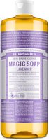 Dr. Bronner's Pure-Castile Liquid Soap, Made with Organic Oils, 18-in-1 Uses: Face, Body, Hair, Laundry, Pets and Dishes, Concentrated, Vegan, Non-GMO, Lavender, 32 Oz