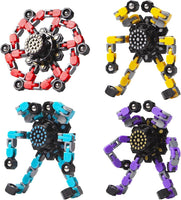 Gokeey Transformable Fidget Spinners Toys 4 Pcs for Kids and Adults Stress Relief Sensory Toys for Boys and Girls Age 8-13 Fingertip Gyros Party Favors Birthday Gifts for Teens Road Trip Travel Toy