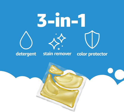 Amazon Basics Laundry Detergent Pacs, Free & Clear, Powerful Triple Action, Hypoallergenic, Unscented, 112 Count