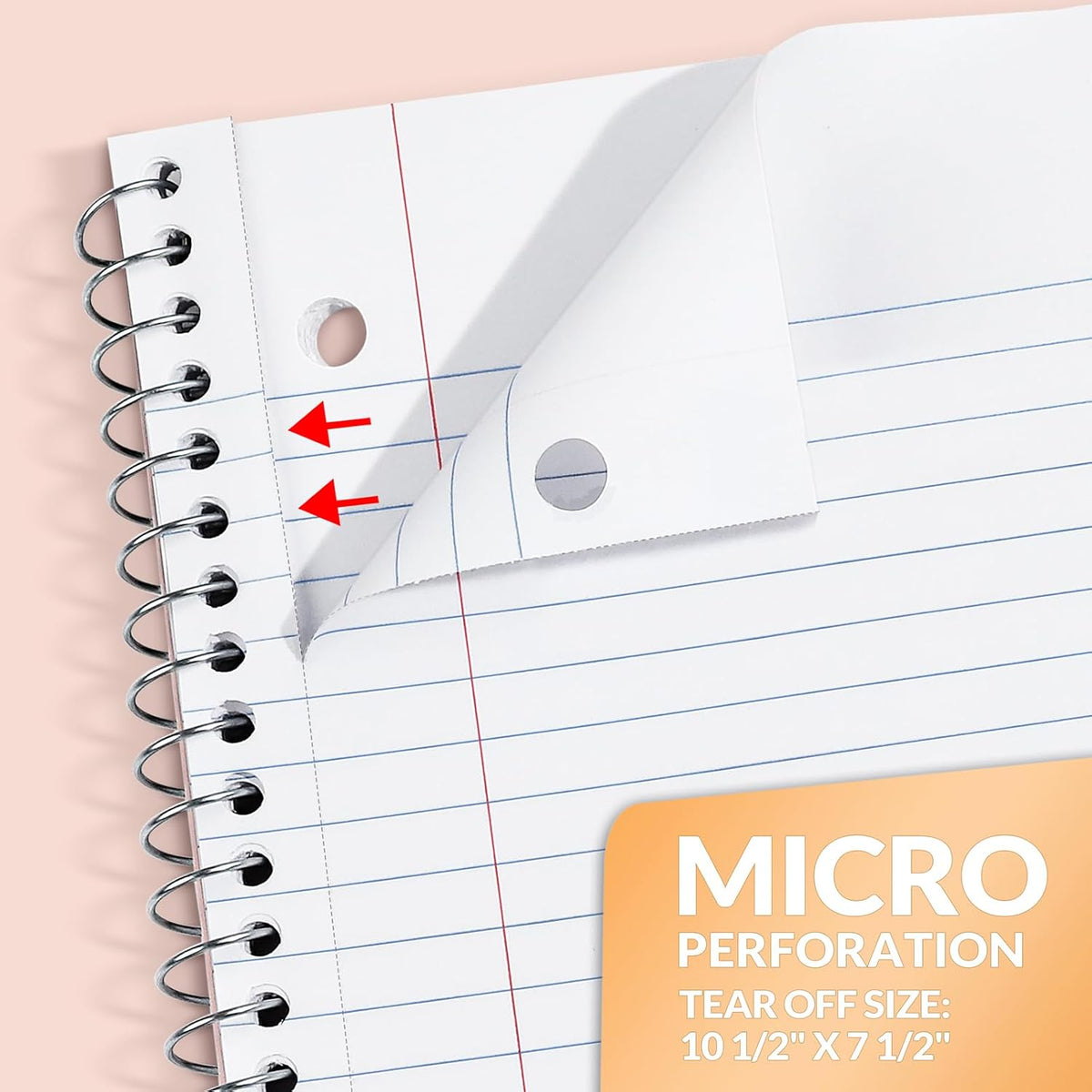 SUNEE Spiral Notebooks, 1-Subject, 5 Pack, College Ruled Paper, 8