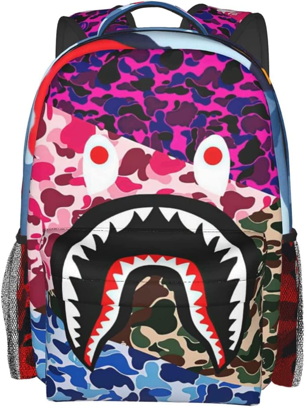 Vkaxopt Backpack Shark Teeth Camo Backpacks Travel Laptop Daypack Big Capacity Bookbag for School Boys Girls Men and Women-MultipleColour
