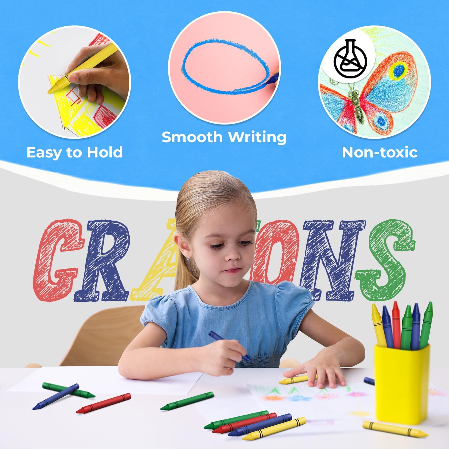 Rosmonde Crayons Bulk Pack, 1000 Sets of 2 Pack (2000 Count), 2 Assorted Colors, Non-Toxic Coloring Crayons, Individually Wrapped Sets, Classroom Supplies, Party Favors, Restaurants, Party Giveaways