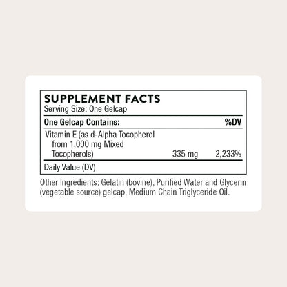 THORNE - Ultimate-E - Vitamin E Supplement from Mixed Tocopherols - Fat-Soluble Antioxidants for Cardiovascular Support* - Third-Party Certified - Gluten, Dairy & Soy-Free - 60 Softgels