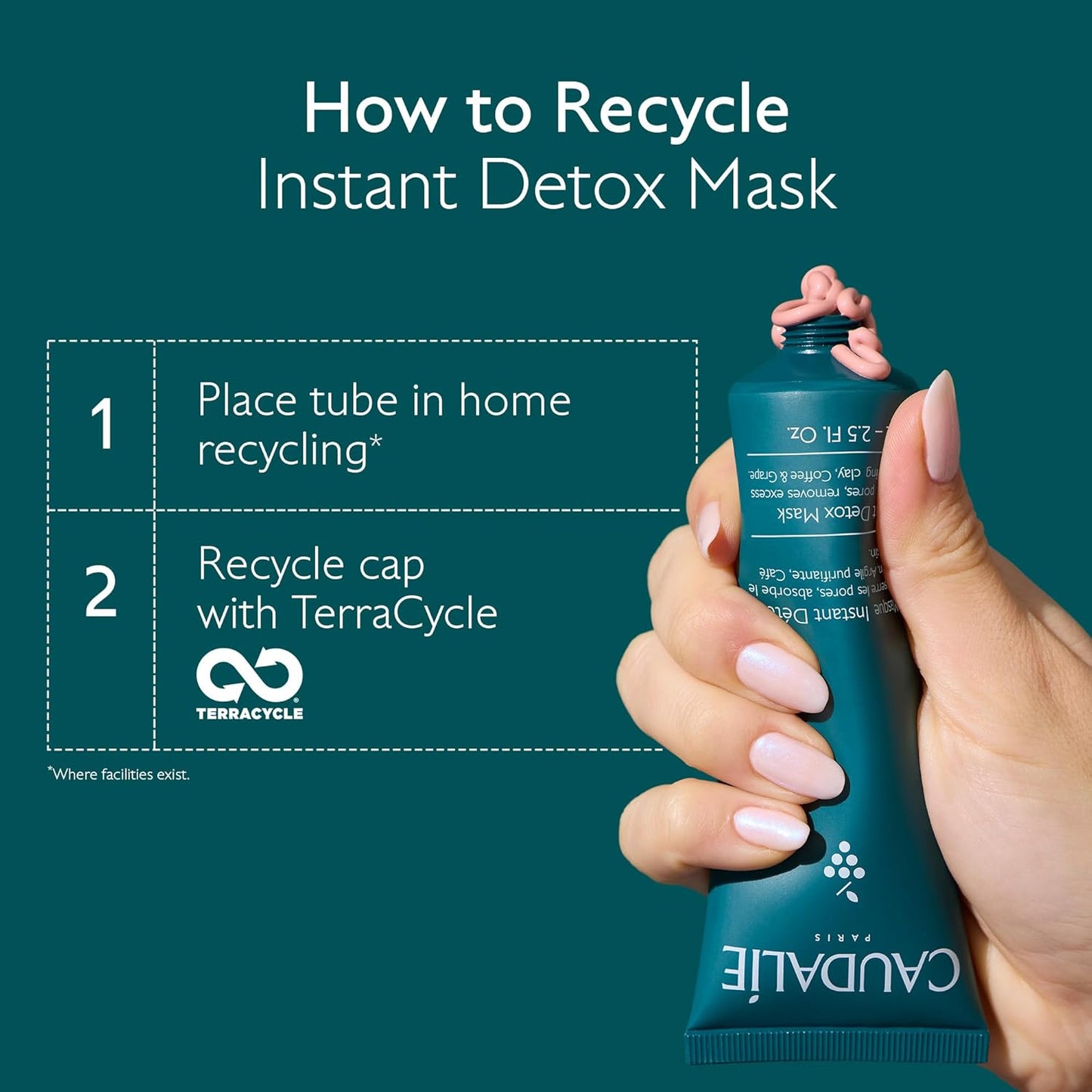Caudalie Instant Detox Mask Pore Minimizing - Visibly Eliminates Excess Sebum and Visibly Tightens Pores in as Little as 10 Minutes