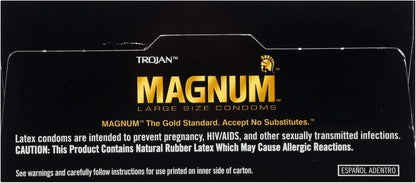 TROJAN Magnum Lubricated Large Condoms, Comfortable and Smooth Lubricated, America’s Number One Condom, 36 Count Pack