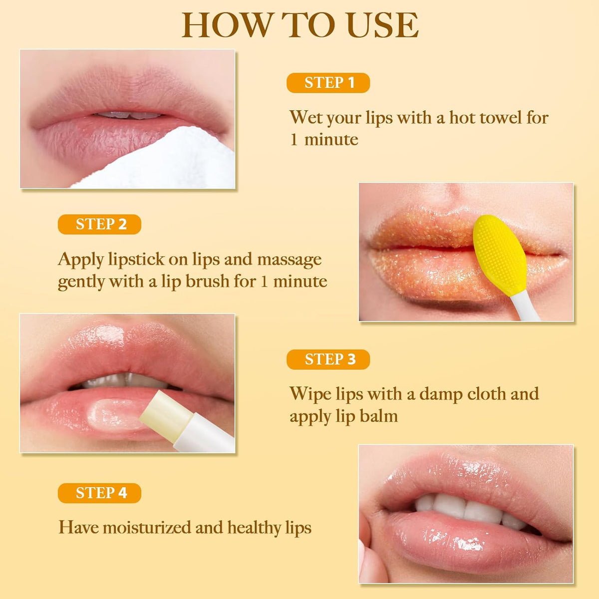 3PCS Turmeric Lemon Lip scrub and Turmeric Lip Balm with Brush Set, Lip Scrubber Exfoliator, Dark Lips Treatment for Smokers, Natural Exfoliator & Moisturizer Cracked, Dull, Reduce Fine Lines Lips