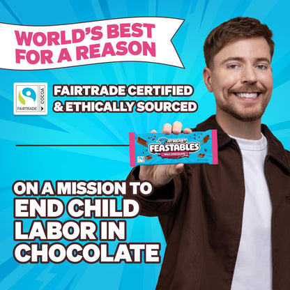 MrBeast Feastables Milk Chocolate Bar, King Size, 10 Count, Creamy Milk Chocolate Candy, Fairtrade Cocoa, 2.1oz Each