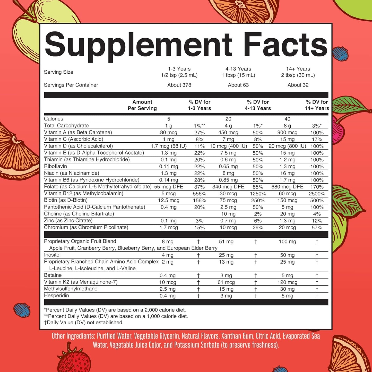 MaryRuth Organics Liquid Morning Multivitamin Essentials+ | Vitamin A C D E B6 B12 Biotin Zinc, Mens Womens Multivitamin, Immune Support, Beauty | Sugar Free | Vitamins for Ages 1+ | Vegan | 32 Fl Oz