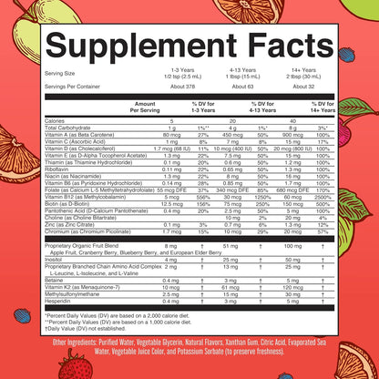 MaryRuth Organics Liquid Morning Multivitamin Essentials+ | Vitamin A C D E B6 B12 Biotin Zinc, Mens Womens Multivitamin, Immune Support, Beauty | Sugar Free | Vitamins for Ages 1+ | Vegan | 32 Fl Oz