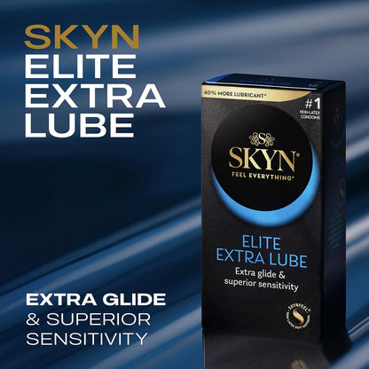 SKYN Elite Extra Lube Condoms – 36 Count – Ultra-Thin, Lubricated Latex-Free Condoms with Extra-Silky Lubricant