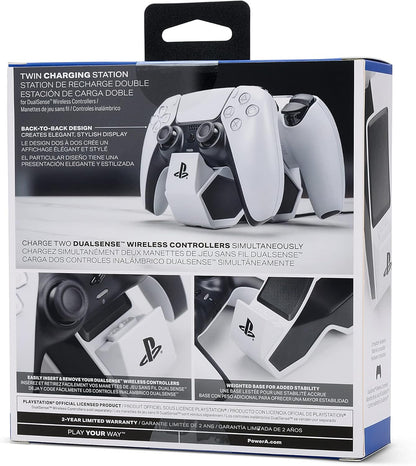 PowerA Twin Charging Station for Dualsense Wireless Controllers, Dualsense Controller Charging, Charge, Sony PlayStation, PS5, Officially Licensed - PlayStation 5