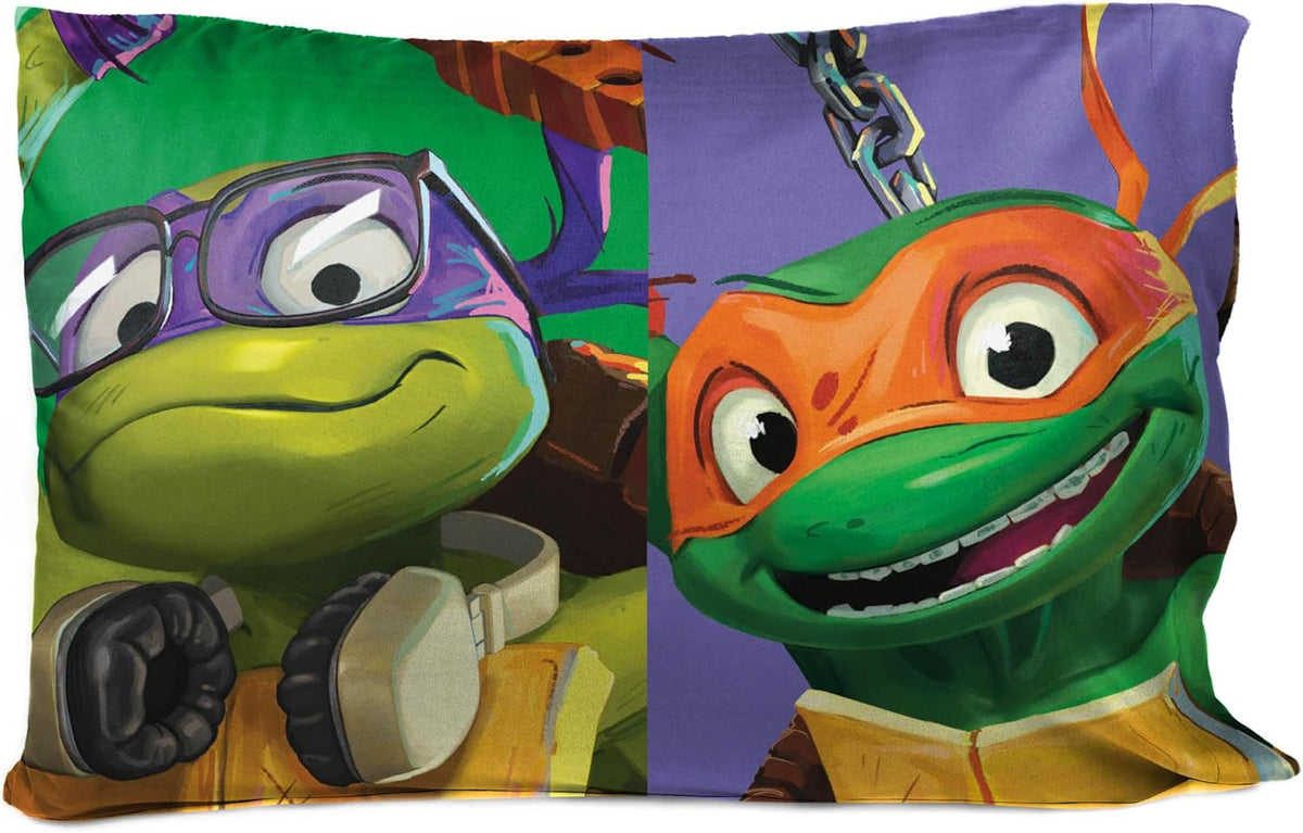 Nickelodeon Teenage Mutant Ninja Turtles Kids Reversible Pillowcase, 20 x 30 Inch, Super Soft Microfiber, Fade Resistant, Machine Washable, TMNT Bedding - Jay Franco (Official Nickelodeon Product)