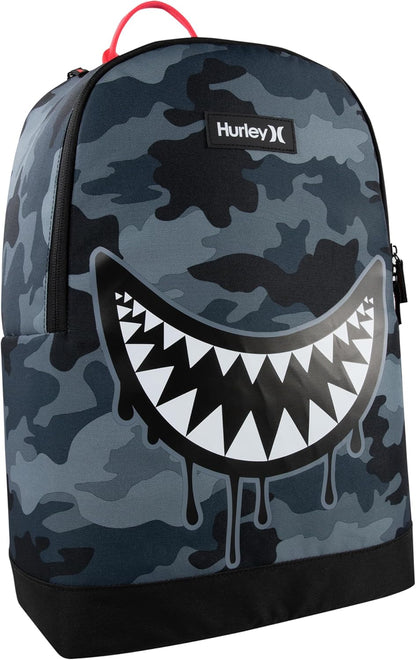Hurley Unisex-Kids Graphic Backpack, Dark Grey Camo/Black, One Size