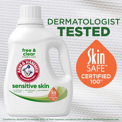 ARM & HAMMER Sensitive Skin Free Clear, 170 Loads Liquid Laundry Detergent, 170 Fl oz