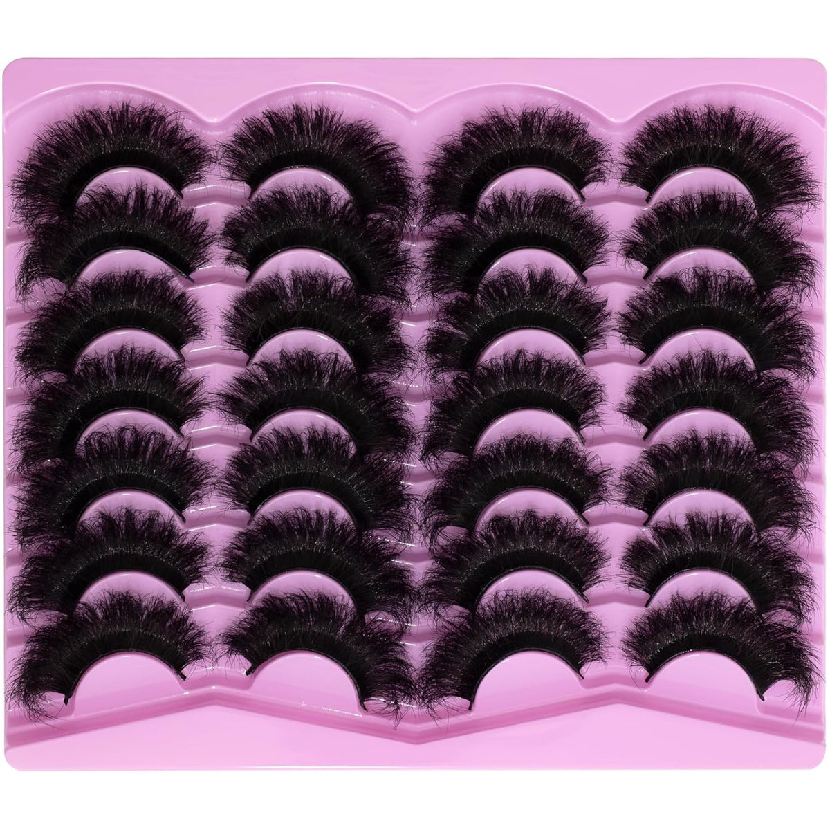 Mink Lashes Fluffy 20mm Volume False Eyelashes 8D Cat Eye Strip Lashes D Curl 14 Pairs Dramatic Soft Eyelash 25mm Big Long Lash Strips Lashes Pack That Look Like Extensions Faux Mink Lashes