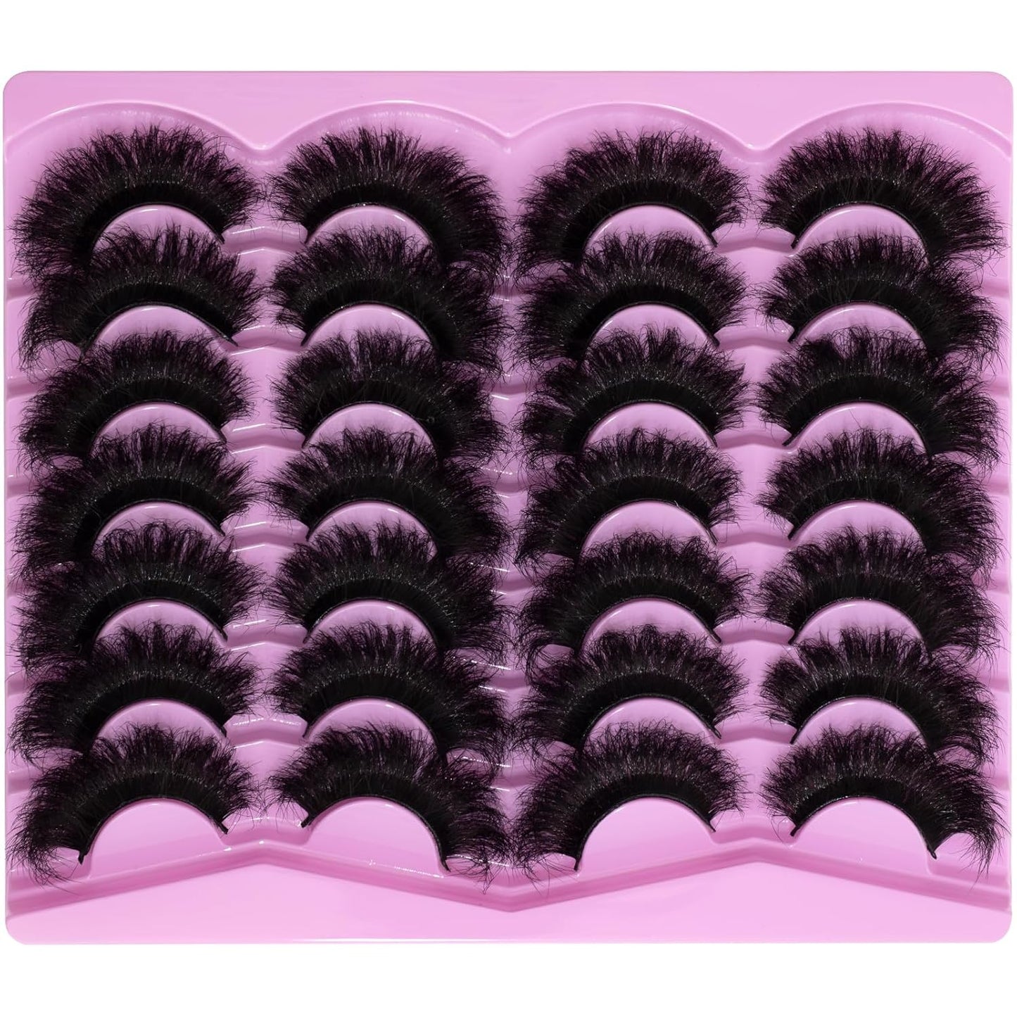 Mink Lashes Fluffy 20mm Volume False Eyelashes 8D Cat Eye Strip Lashes D Curl 14 Pairs Dramatic Soft Eyelash 25mm Big Long Lash Strips Lashes Pack That Look Like Extensions Faux Mink Lashes