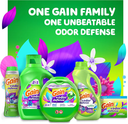 Gain + Odor Defense Liquid Laundry Detergent, Super Fresh Blast Scent, 107 Loads, HE Compatible Washing Soap (Packaging May Vary) (Pack of 2)