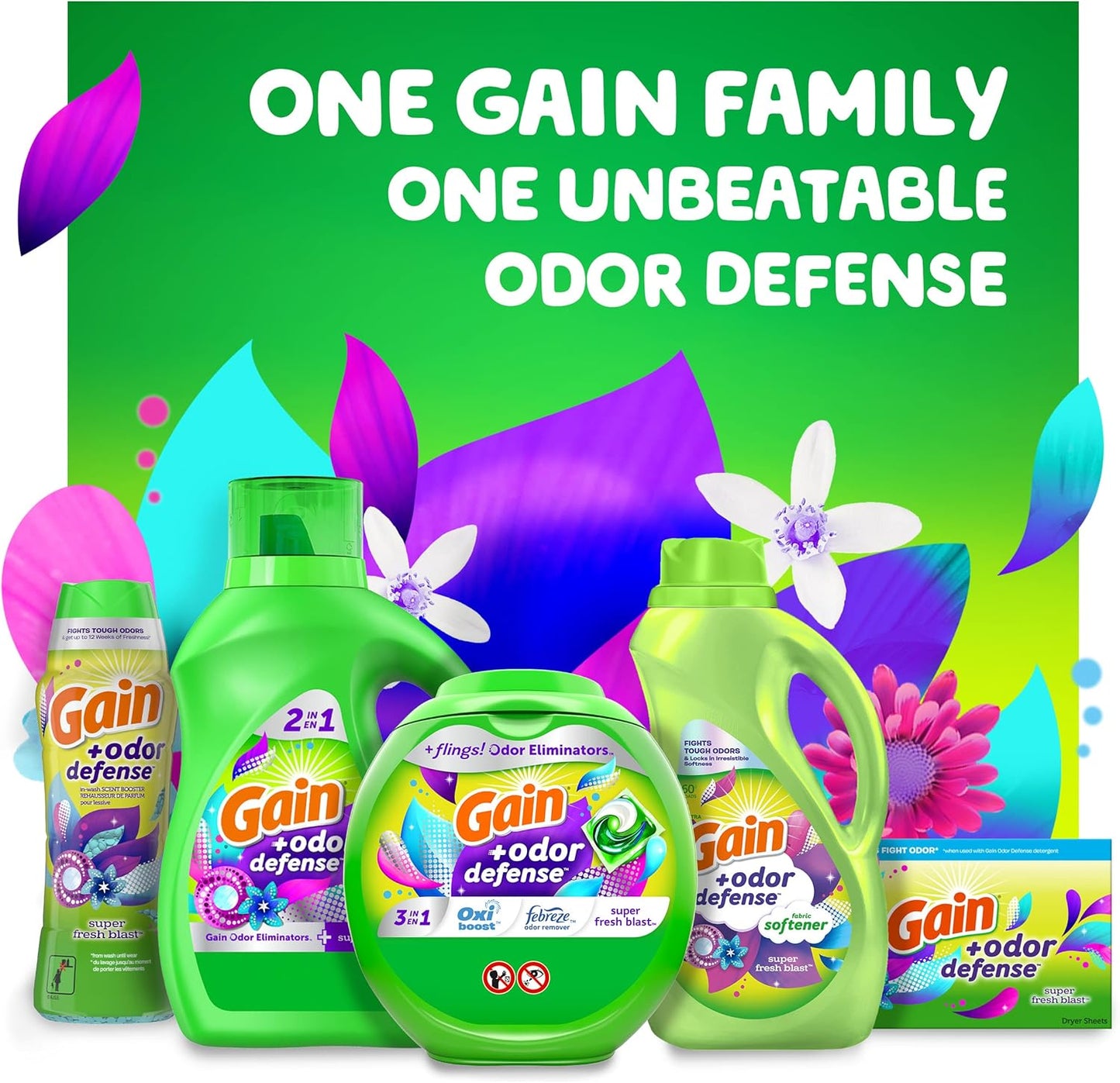 Gain + Odor Defense Liquid Laundry Detergent, Super Fresh Blast Scent, 107 Loads, HE Compatible Washing Soap (Packaging May Vary) (Pack of 2)