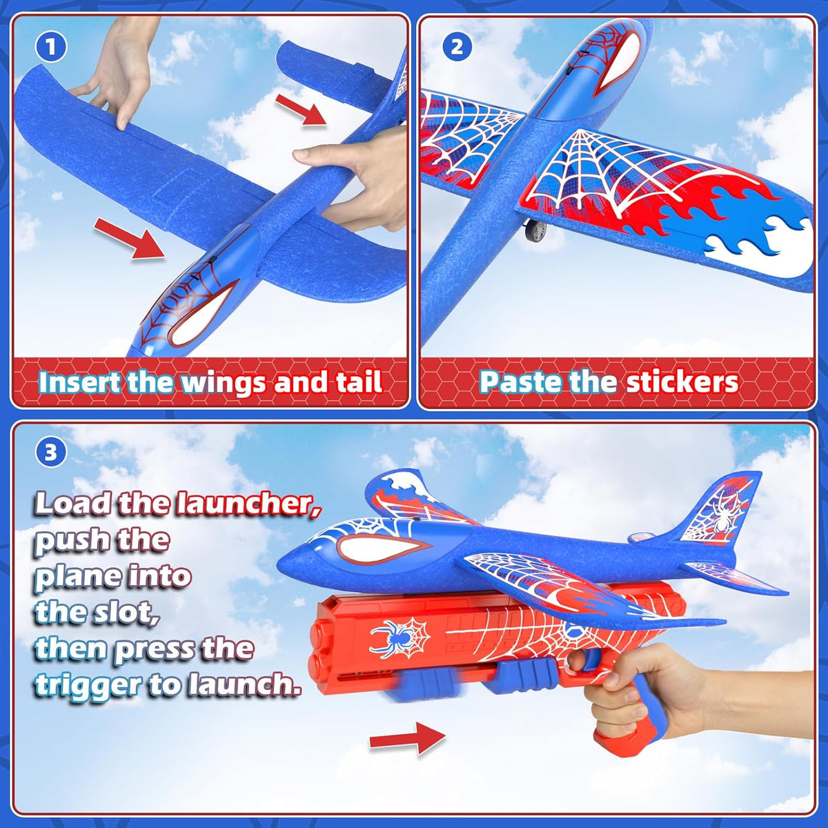 Doloowee 4 Pack Airplane Launcher Toys for Kids 4-8, 12.6