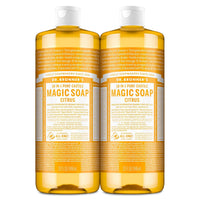 Dr. Bronner's Magic Soap-Pure-Castile Liquid Soap (Citrus, 32oz, 2-Pack)-Regenerative Organic Certified Oils, 18-in-1 Uses: Body, Hair, Laundry, Pets & Dishes, Concentrated, Vegan, Non-GMO