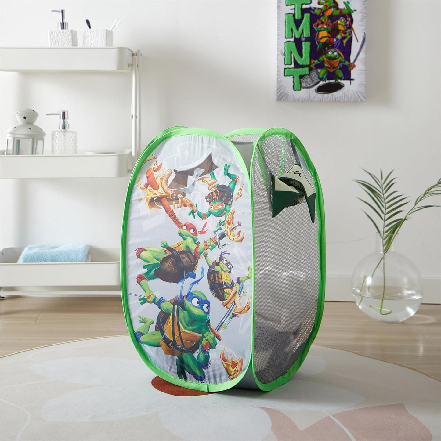 Teenage Mutant Ninja Turtles: Mutant Mayhem Pop-Up Hamper with Durable Handles, Kids Laundry & Room Storage Organizer, 21”H x 13.5”W x 13.5”L