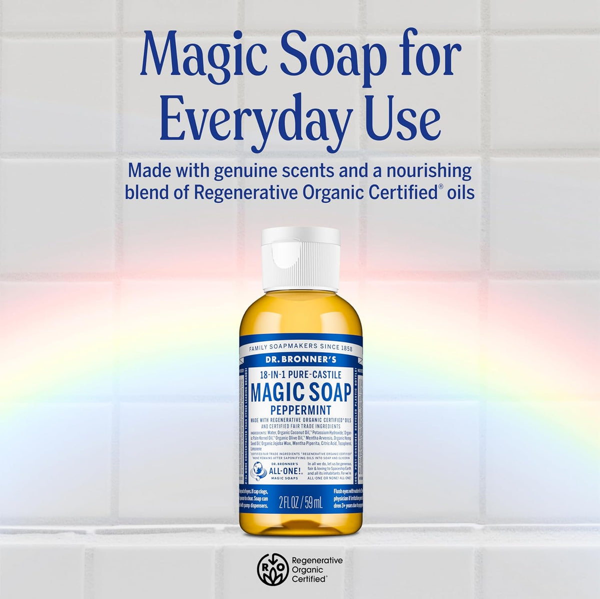 Dr. Bronner's Magic Soap-Pure-Castile Liquid Soap (2 Ounce, Variety Gift Pack)- Regenerative Organic Certified Oils, 18-in-1 Uses: Body, Hair, Laundry, Pets & Dishes, Concentrated, Vegan, Non-GMO