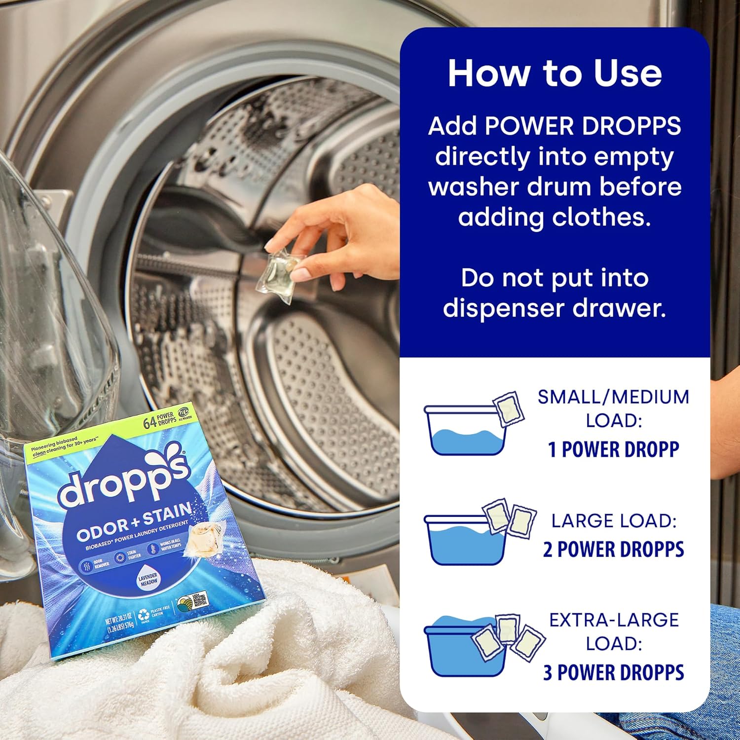 Dropps Odor & Stain Laundry Detergent Pods, Crisp Breeze (140 Count) - Powerful Laundry Pods | Complete Clean Laundry Soap | Fights Odors & Stains | Clean Ingredients | Plastic Free Packaging
