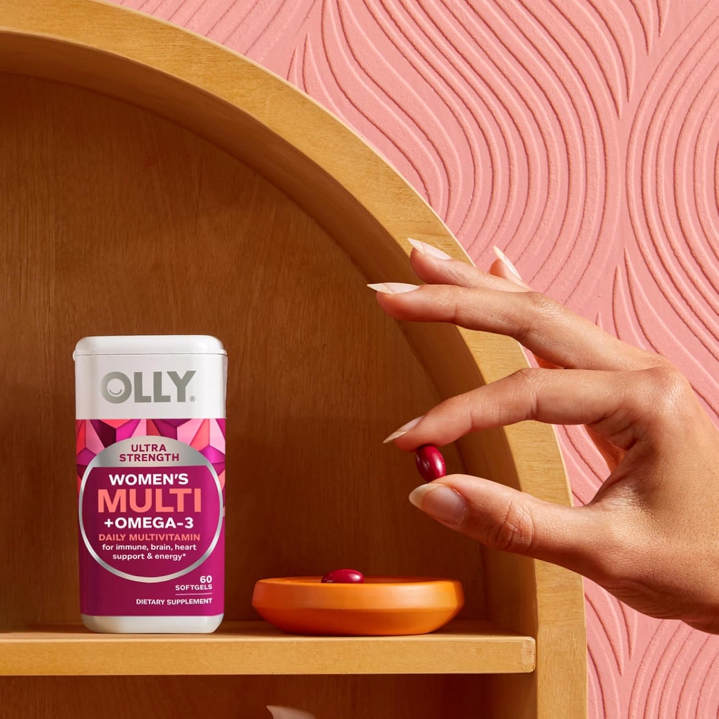 OLLY Ultra Strength Women's Multi Softgels, Overall Health and Immune Support, Omega-3s, Iron, Vitamins A, D, C, E, B12, Daily Multivitamin, 30 Day Supply - 60 Count
