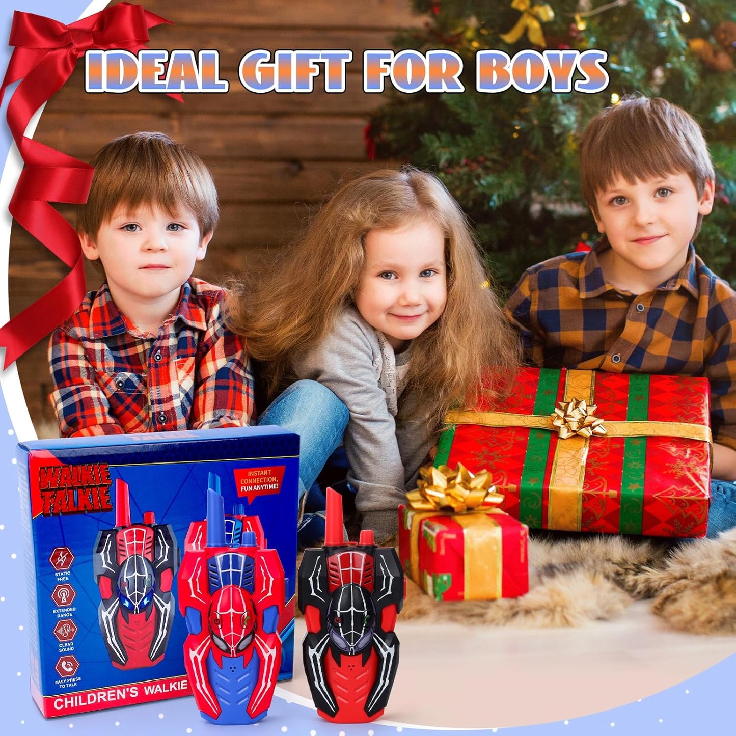 Kids Walkie Talkies Toys for 4 5 6 Years Old Boys,Spider Toy Gifts Age 4 5 6 7 8 Toddler Walkie Talkies 2 Pack with Lanyard for Outdoor Garden Hiking Camping Play Boy Girls Birthday Presents