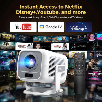 1080P Portable Projector, 180 ANSI Lumens LED Mini Projector, 0.8:1 Short Throw, Auto Focus & Keystone, WiFi6 & BT5.4, Android 11, Home Theater Outdoor Movie Projector Compatible with HDMI/USB/Airplay