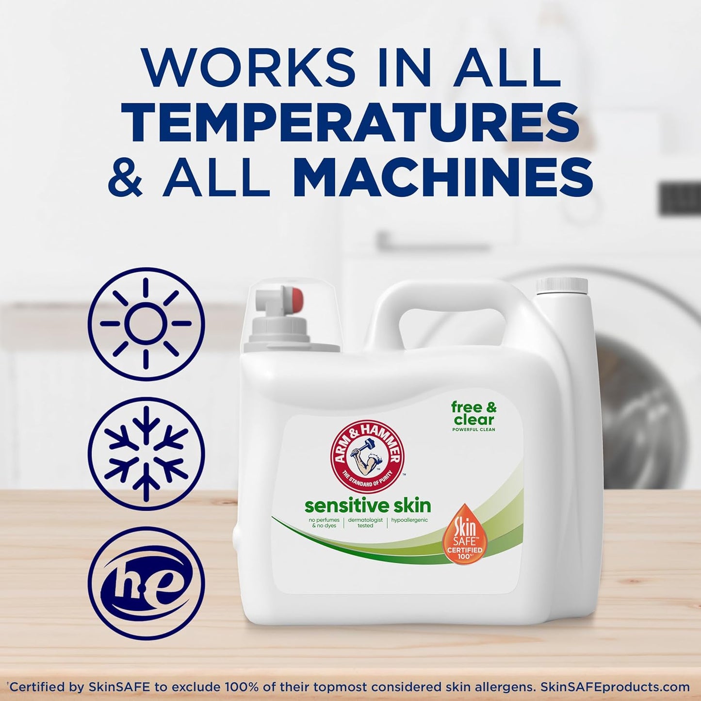 ARM & HAMMER Sensitive Skin Free Clear, 170 Loads Liquid Laundry Detergent, 170 Fl oz
