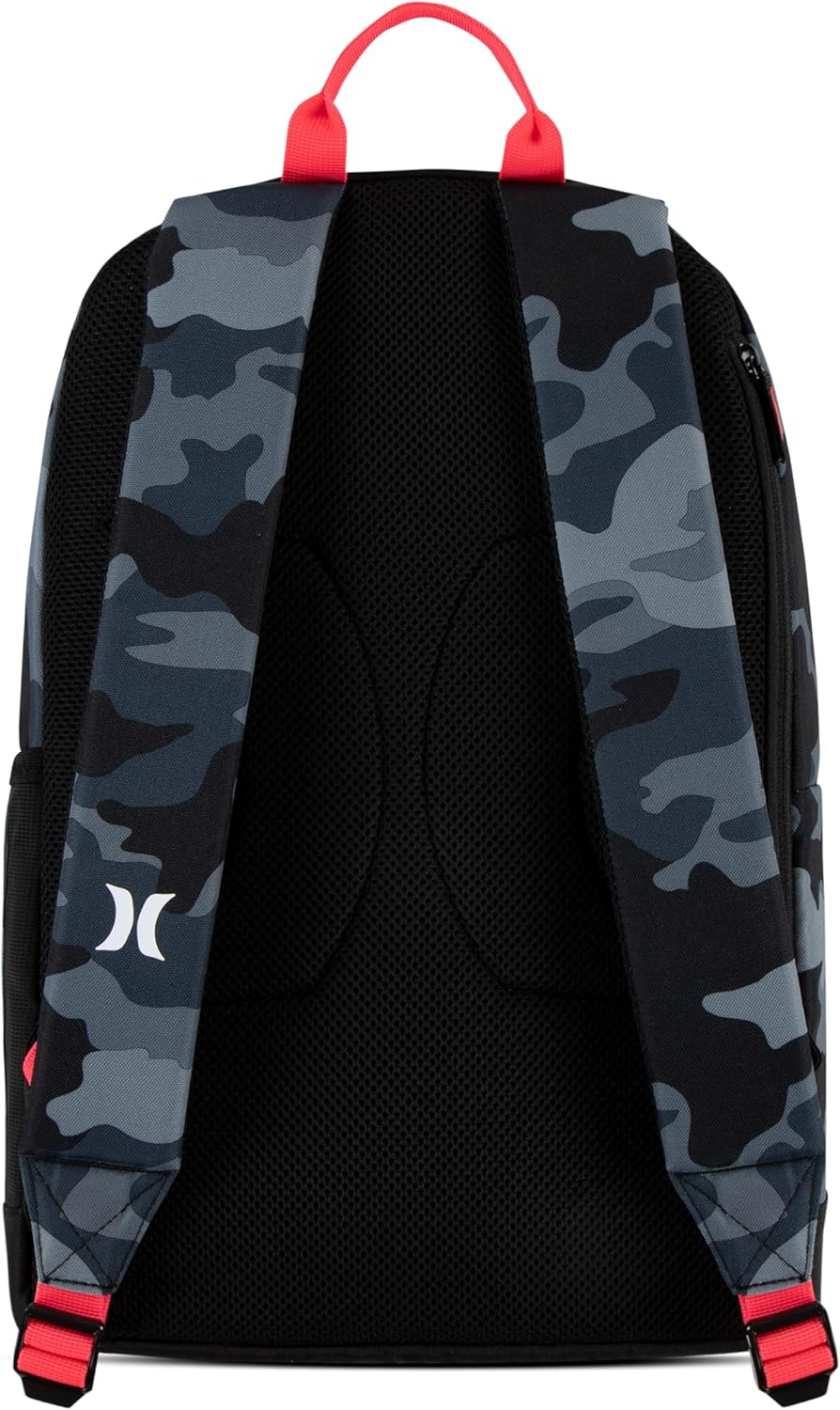 Hurley Unisex-Kids Graphic Backpack, Dark Grey Camo/Black, One Size