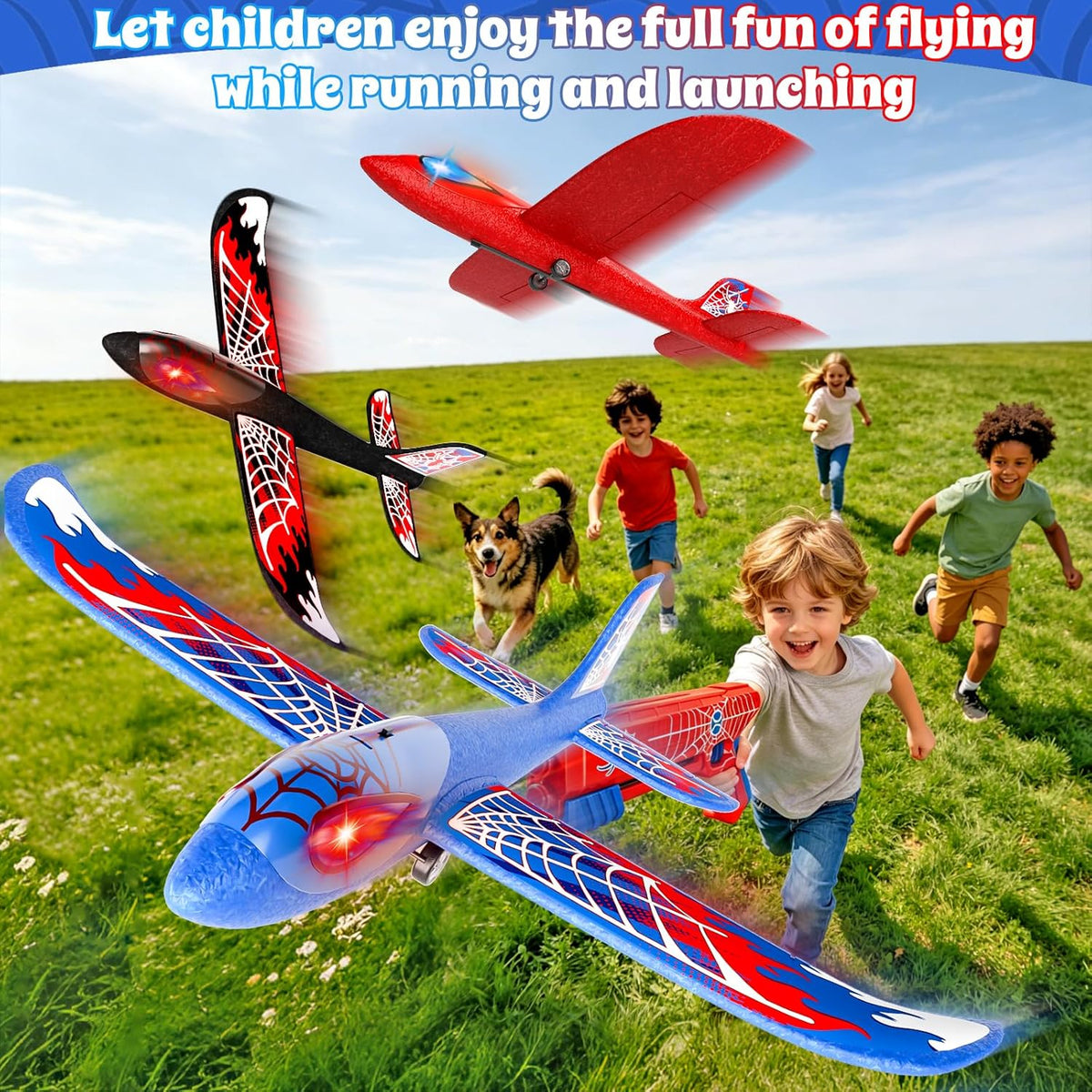 Doloowee 4 Pack Airplane Launcher Toys for Kids 4-8, 12.6