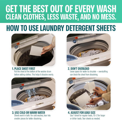 Sudstainables Laundry Detergent Sheets 200 Loads – Dissolvable Laundry Sheet for Washing Machines, Compact Alternative to Liquid & Powder Detergent, Travel-Friendly Soap | Lemon