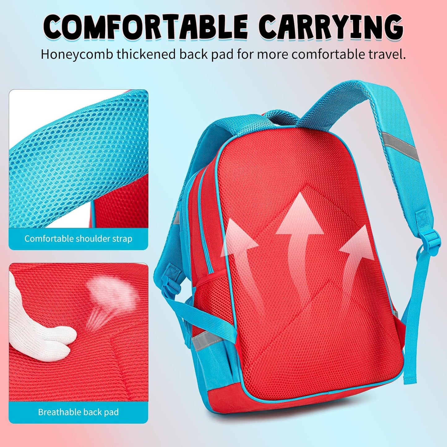 Backpack for Boys Bookbag Video Game Bookbag stylish kids travel backpack for boys 6-18, Kids Junior High School Primary School Back pack (Red-blue)