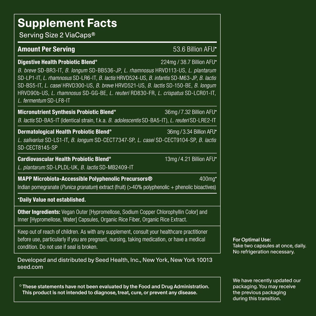 Seed DS-01 Daily Synbiotic - Prebiotic and Probiotic for Women & Men - Digestive Health, Gut Health, Immune Support, Bloating & Constipation Relief - Vegan & Shelf-Stable - 30-Day Starter (60ct)