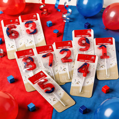 Red Blue Spider 4th Birthday Candles, Spider Cartoon Themed Happy Candle Cake Toppers 4th Birthday Cake Decorations for Boys Girls Children Party Supplies Spider Decorations (4)