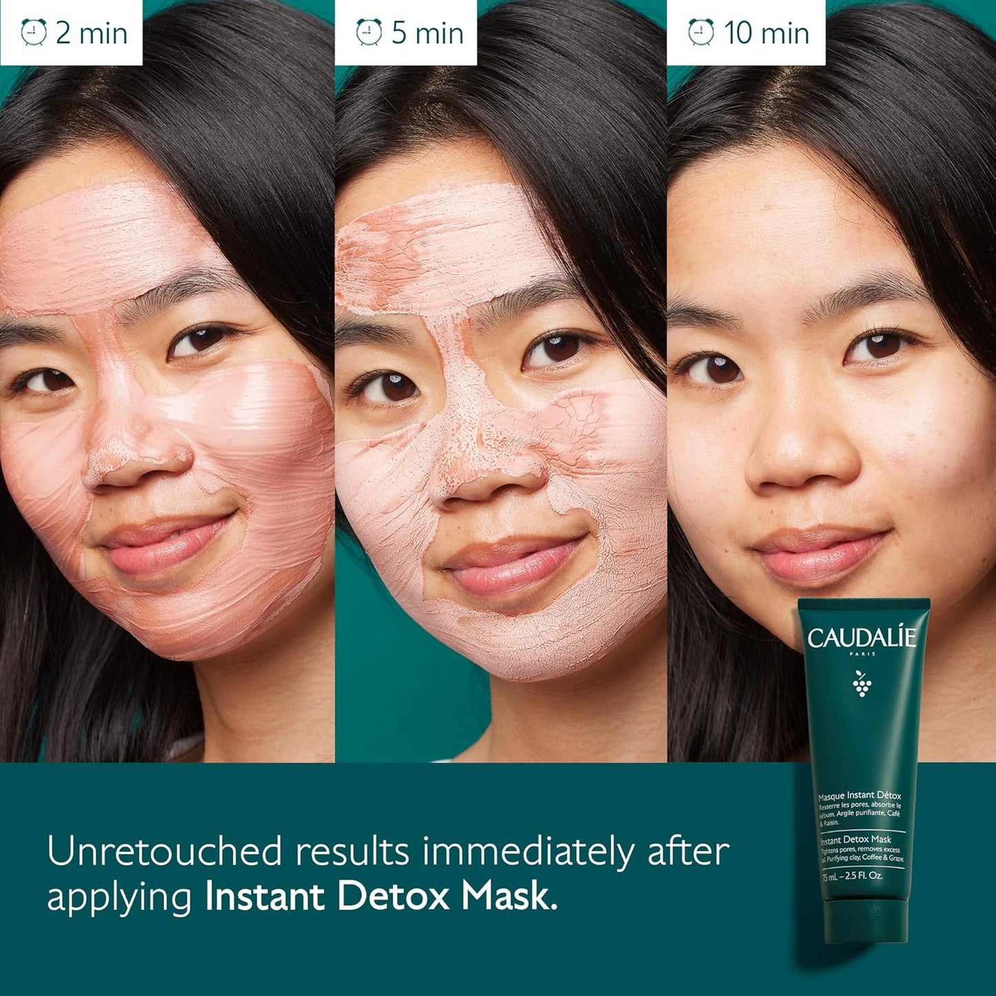 Caudalie Instant Detox Mask Pore Minimizing - Visibly Eliminates Excess Sebum and Visibly Tightens Pores in as Little as 10 Minutes