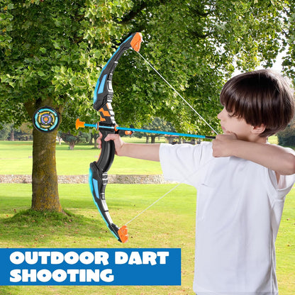 JOYIN LED Bow and Arrow for Kids, Light Up Archery Toy Play Set with Suction Cups Arrows, Targets & Arrow Case, Indoor and Outdoor Hunting Play Gift Toys for Boys Girls 6-12